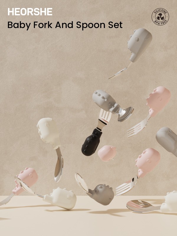 Baby Fork And Spoon Set White and Pink