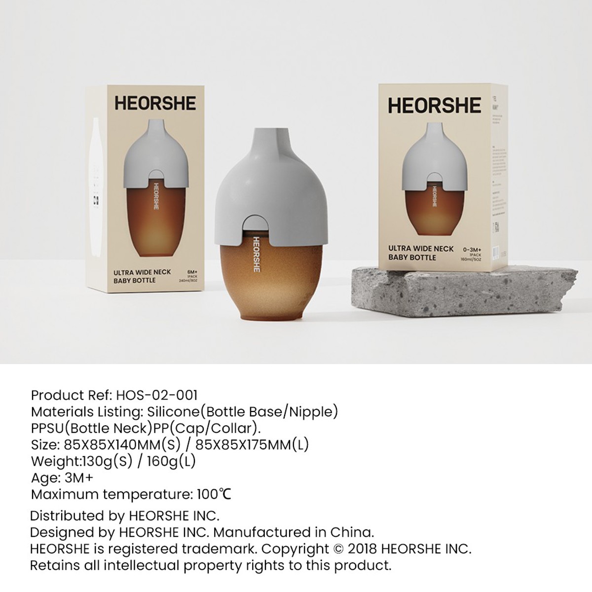 PPSU Ultra Wide Neck Baby Bottle 8 OZ White