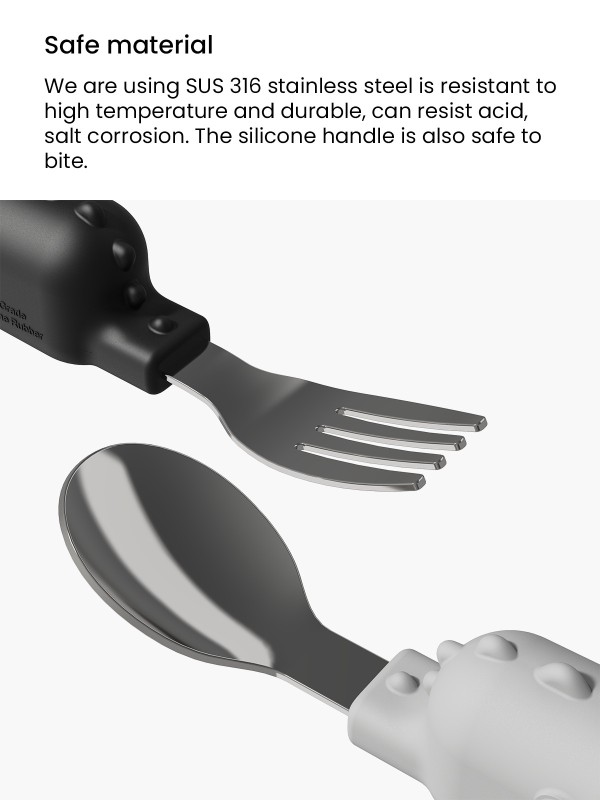 Baby Fork And Spoon Set White and Pink